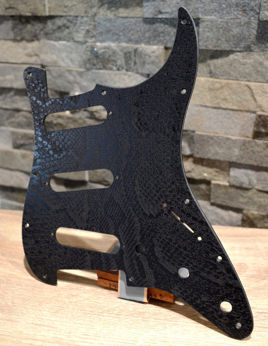 Custom Black Snakeskin Textured Pickguard - Fits Fender Stratocaster - USA Made