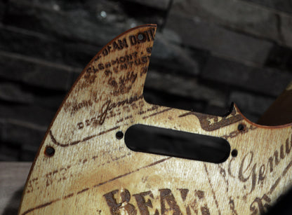 Distressed Vintage Jim Beam Label Pickguard - Fits Fender Telecaster - USA Made