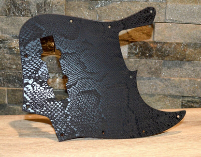 Custom Jazz Bass Pickguard J Bass Scratch Plate Black Snakeskin Fits Fender