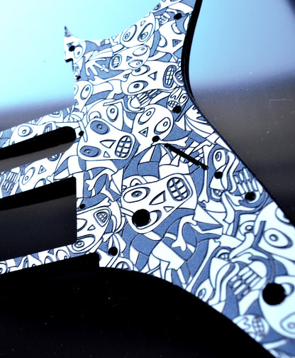 Custom Textured Blue 3 color Donnie Hunt Faces Pickguard IBANEZ JEM or RG550 Japan