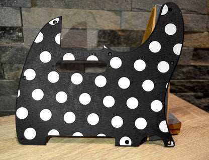 Custom Black and White Polka Dot Textured Pickguard - Fender Telecaster Parts