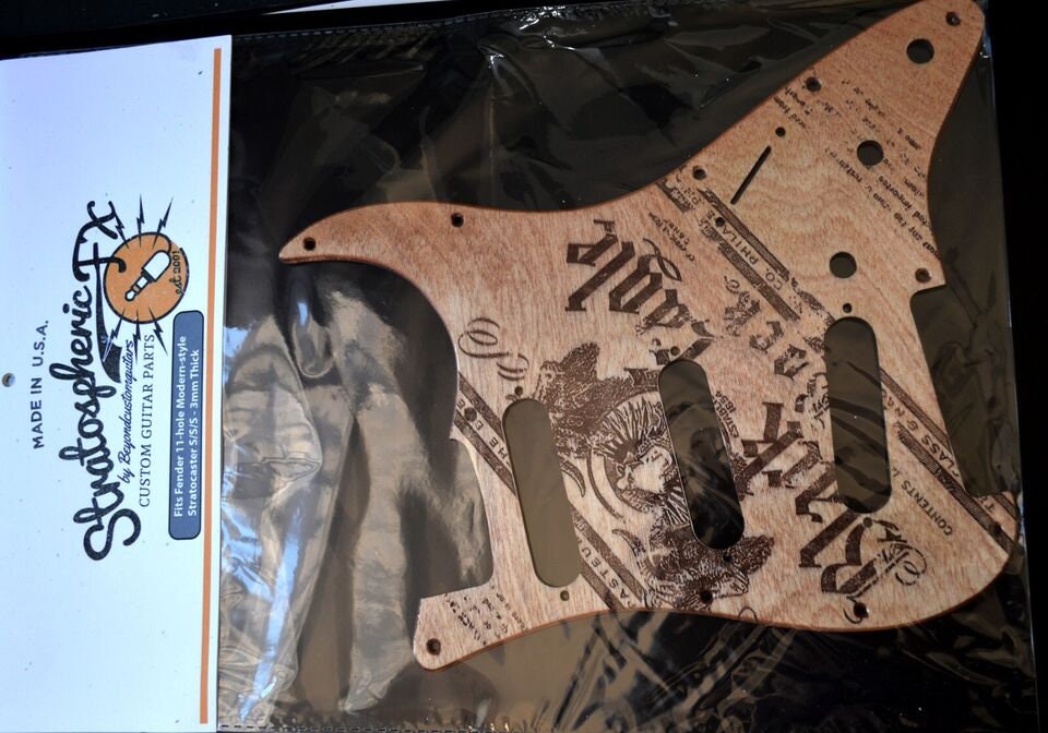 Custom Pickguard for Fender Stratocaster - Vintage Black Eagle Bock - USA Made