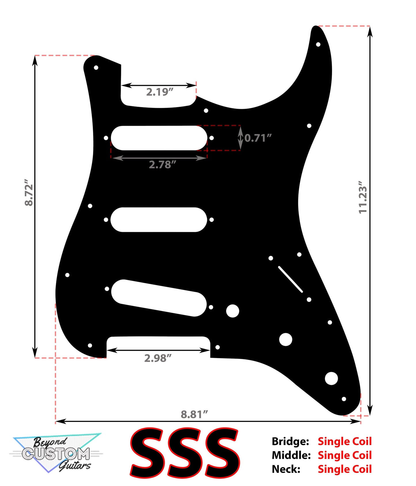 Custom Black Psychedelic Textured Pickguard Fits Fender Stratocaster - USA Made