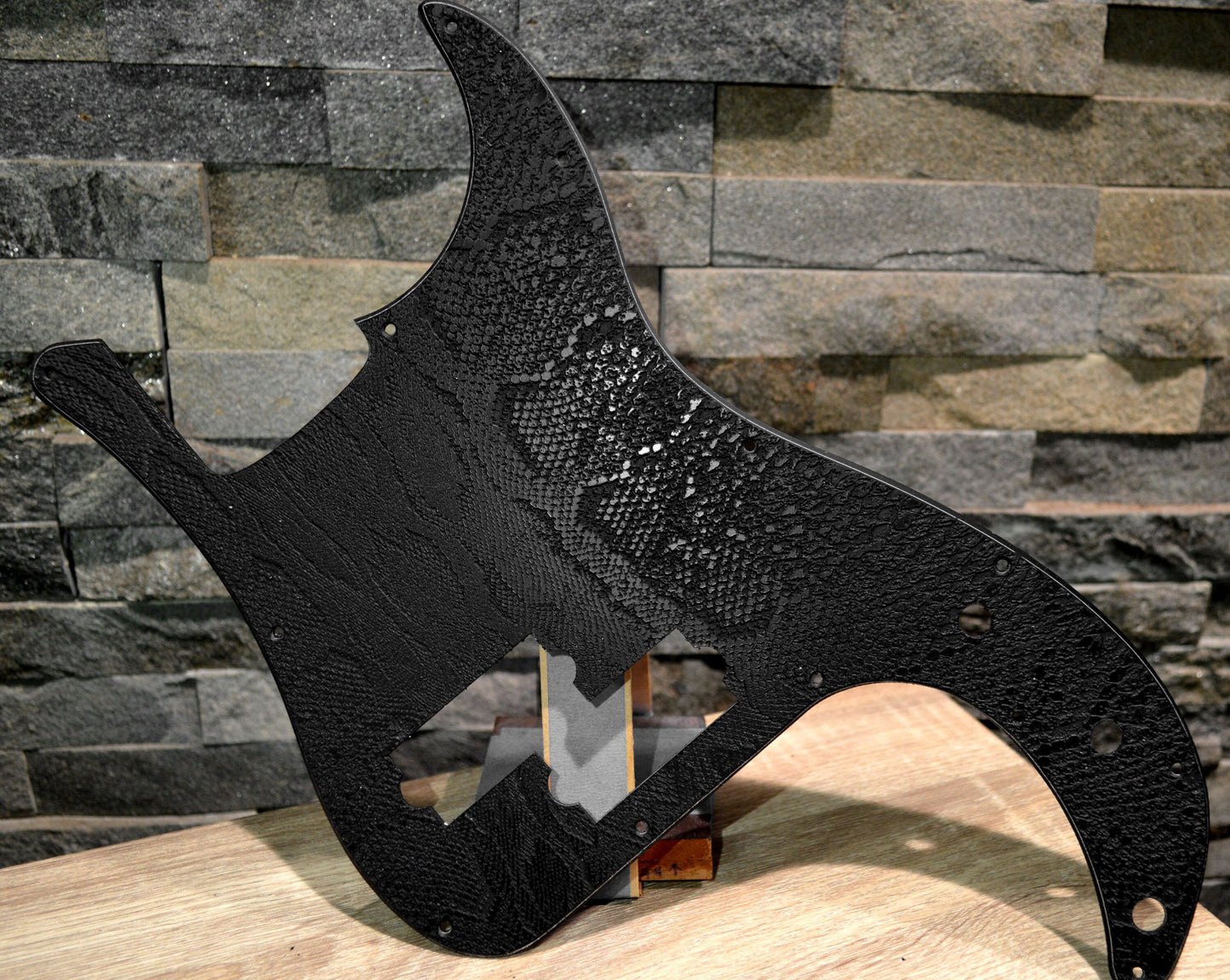 Custom Black Snakeskin Standard P Bass Pickguard Precision Bass 13 hole Fits Fender USA