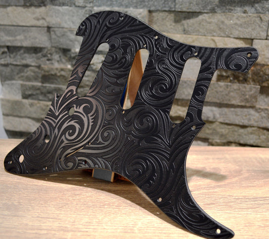 Black Spiral Textured Pickguard - Fits Fender Stratocaster - USA Made