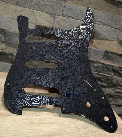 Black Hallucinogenic Snakes Textured Pickguard - Fender Stratocaster - USA