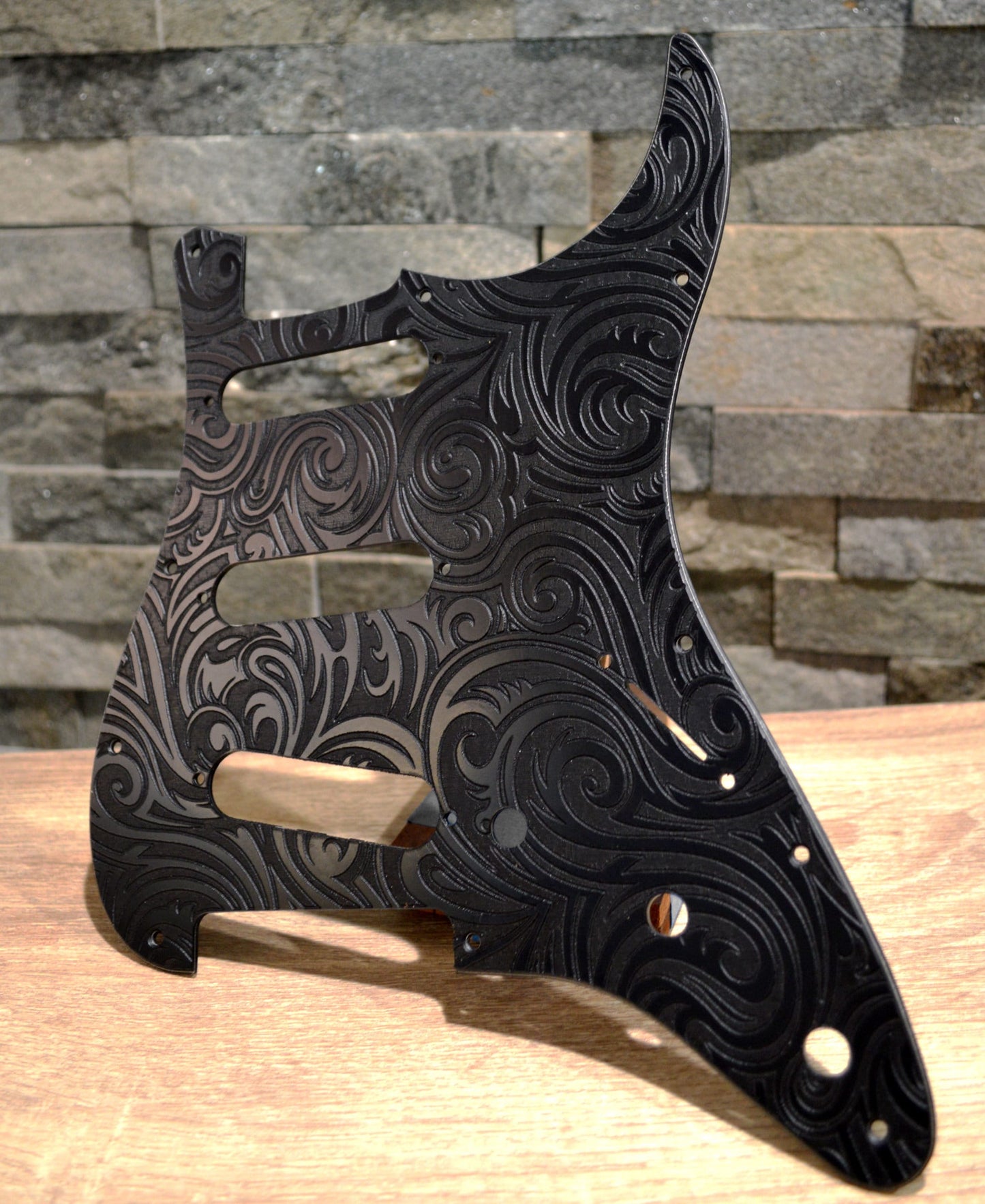 Black Spiral Textured Pickguard - Fits Fender Stratocaster - USA Made