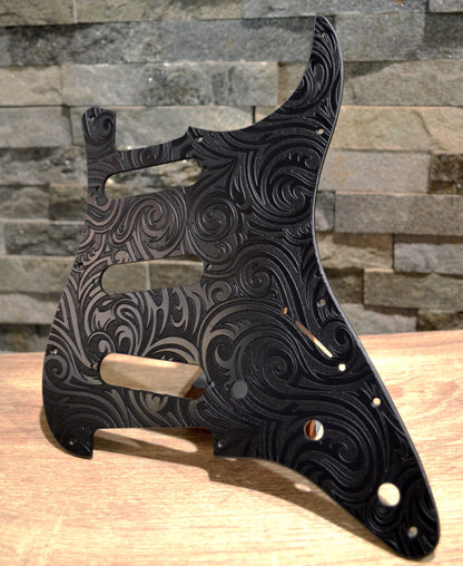 Black Spiral Textured Pickguard - Fits Fender Stratocaster - USA Made