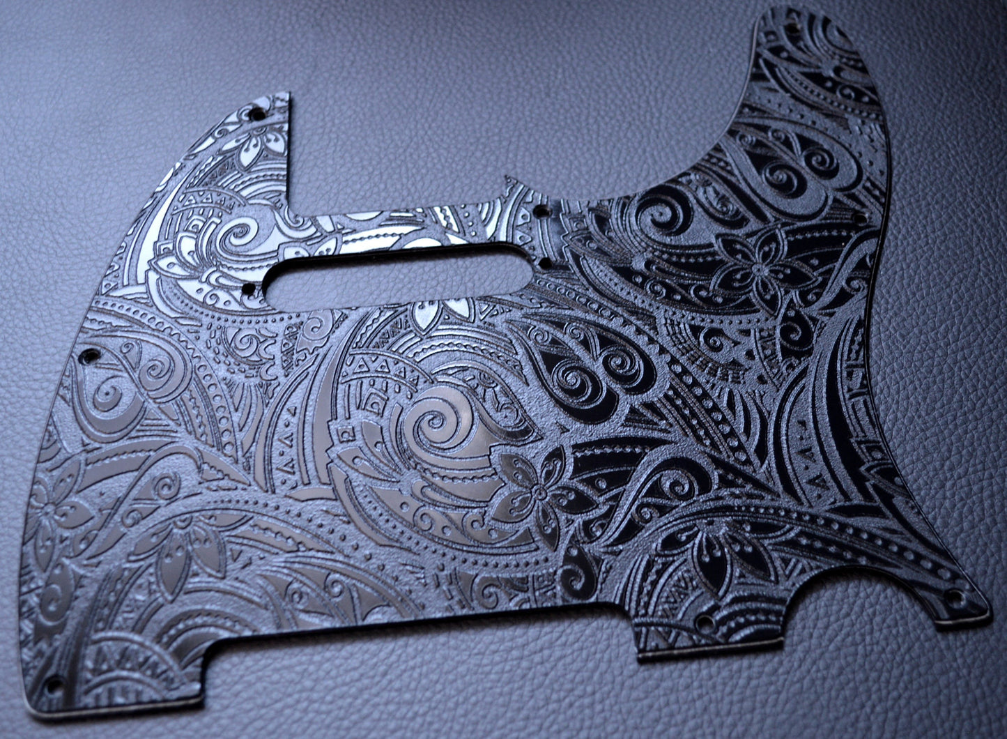 Custom Black Psychedelic 2 Paisley Textured Pickguard - Fits Fender Telecaster - USA Made