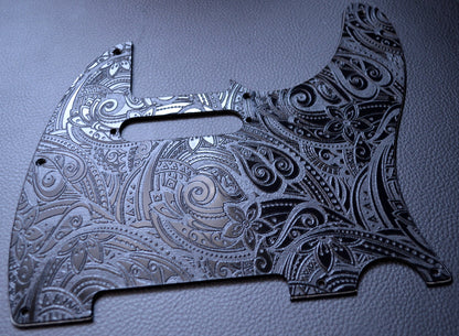 Custom Black Psychedelic 2 Paisley Textured Pickguard - Fits Fender Telecaster - USA Made