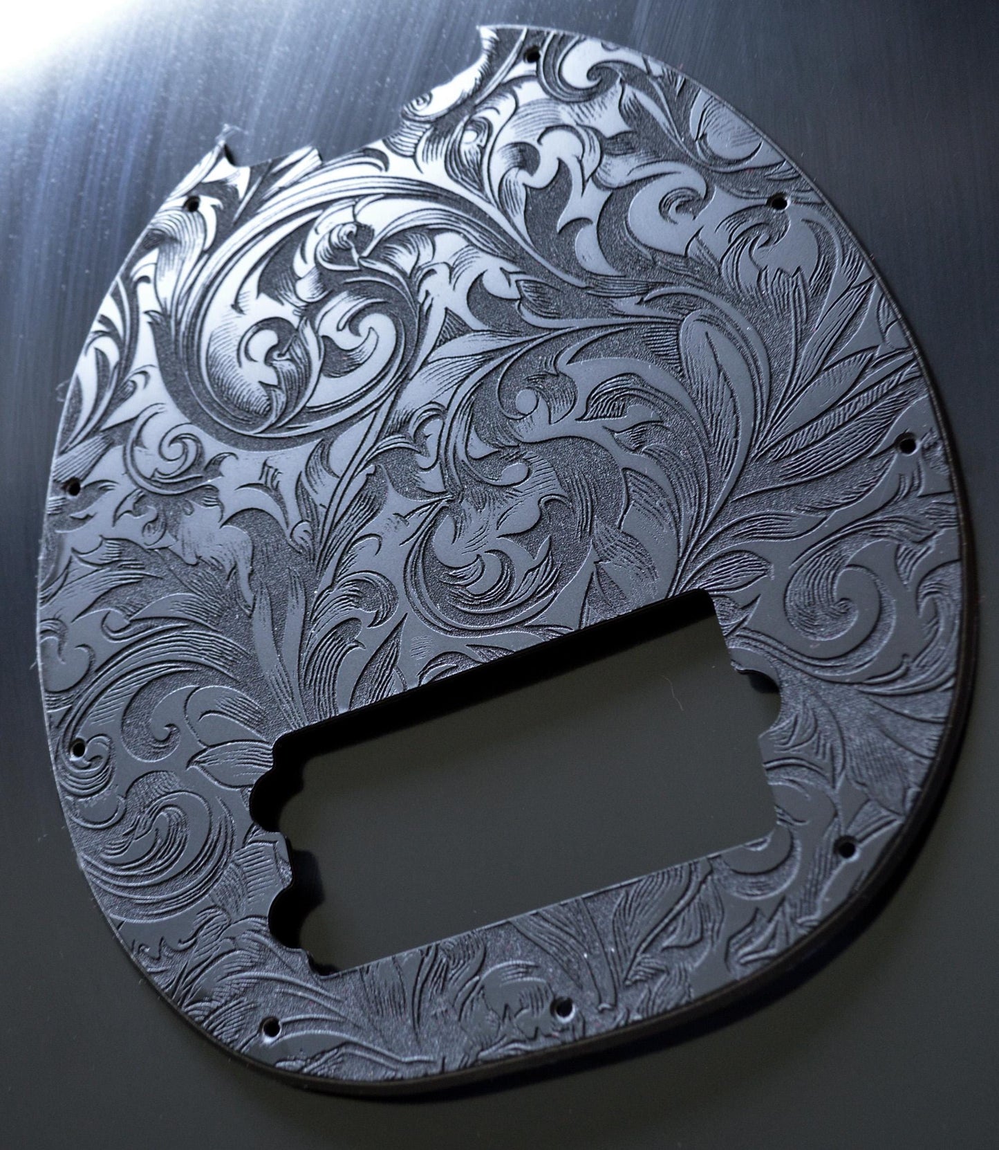 Custom Textured Psychedelic Floral Textured Pickguard - Original Ernie Ball Music Man StingRay 4 Bass - Black