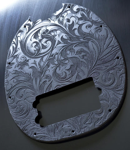 Custom Textured Psychedelic Floral Textured Pickguard - Original Ernie Ball Music Man StingRay 4 Bass - Black