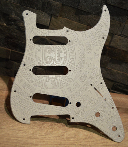 Custom Ash White Mayan Textured Pickguard - Fits Fender Stratocaster - USA Made