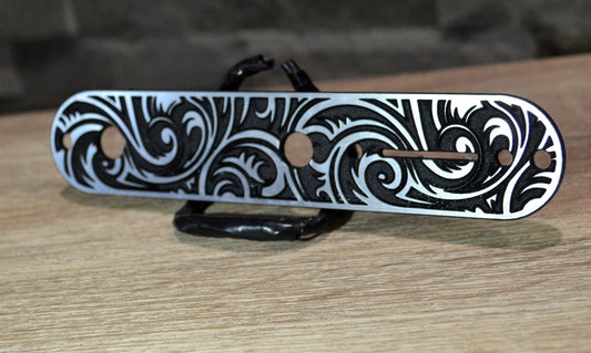 Faux Brushed Metal Spiral Control Cover - Fender Telecaster-2 knob 3 way Plastic