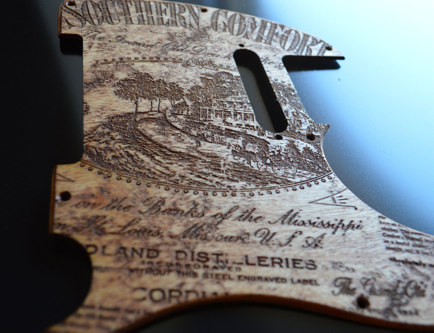 Distressed vintage southern comfort birch pickguard - Fits Fender Telecaster - USA Made