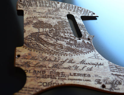 Distressed vintage southern comfort birch pickguard - Fits Fender Telecaster - USA Made