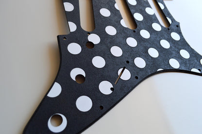 Custom Black and White Polka Dot Textured Pickguard - Fender Stratocaster Parts