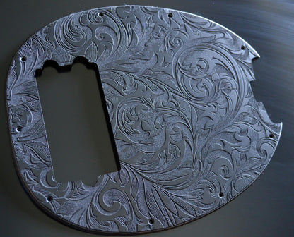 Custom Textured Psychedelic Floral Textured Pickguard - Original Ernie Ball Music Man StingRay 4 Bass - Black