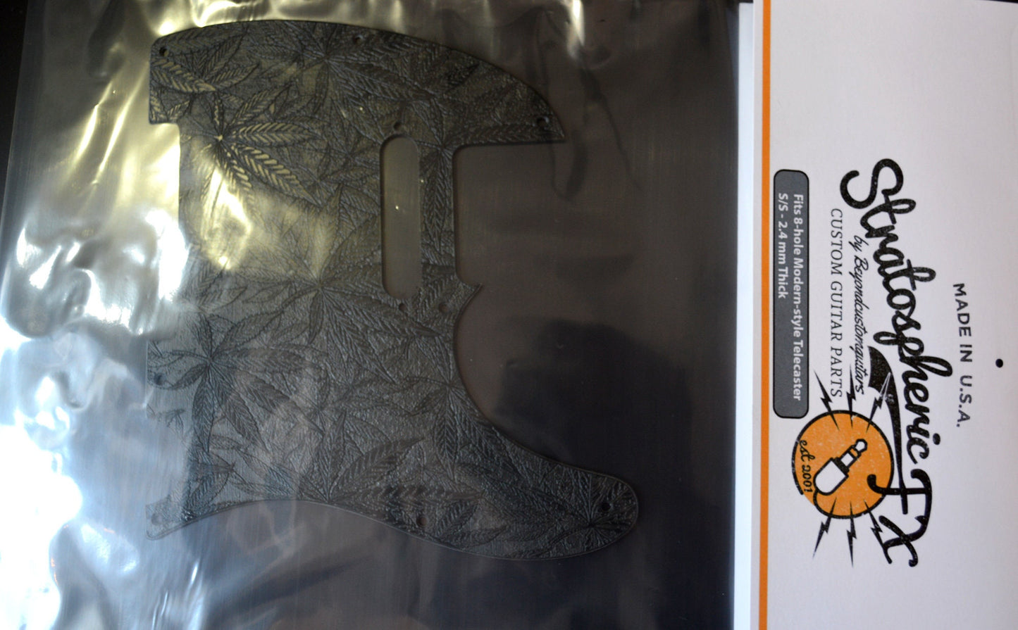 Custom Black Cannabis Textured Pickguard - Fits Fender Telecaster - USA Made