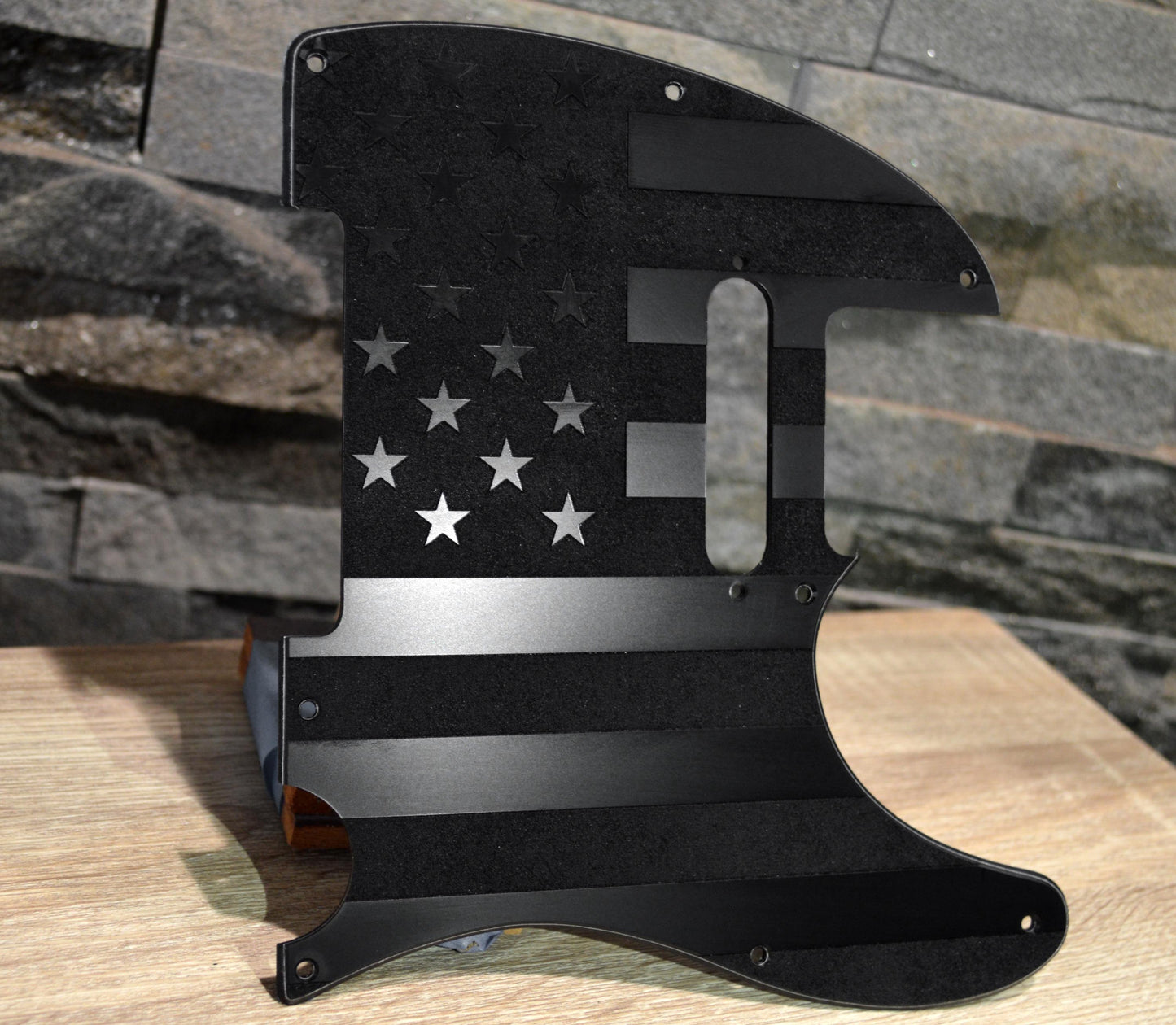 American Flag Textured Pickguard Black - Fits Fender Telecaster - USA Made