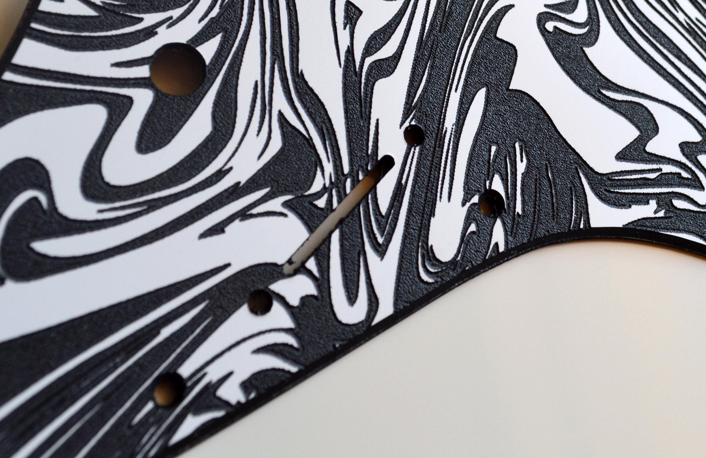 Custom Textured Black & White Swirl Pickguard IBANEZ JEM or RG550 Japan