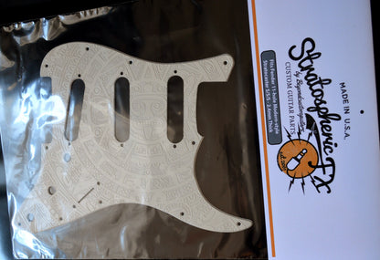 Custom Ash White Mayan Textured Pickguard - Fits Fender Stratocaster - USA Made