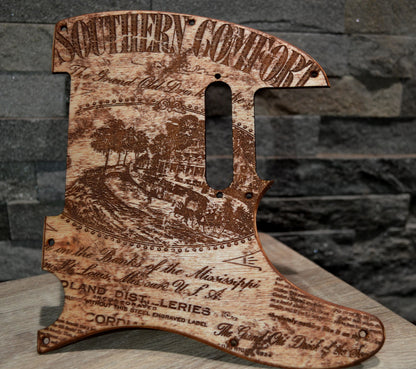 Distressed vintage southern comfort birch pickguard - Fits Fender Telecaster - USA Made